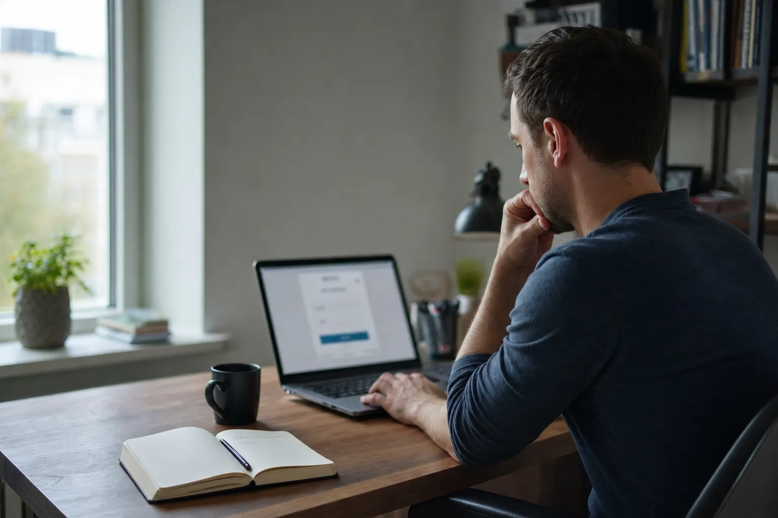 A person linking a brokerage account from a laptop
