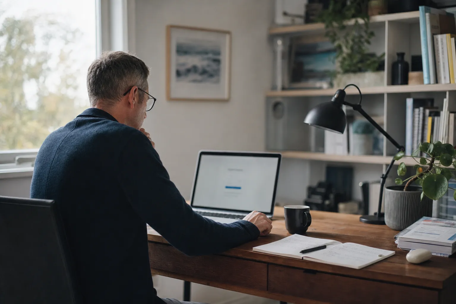 A person linking a brokerage account from a laptop